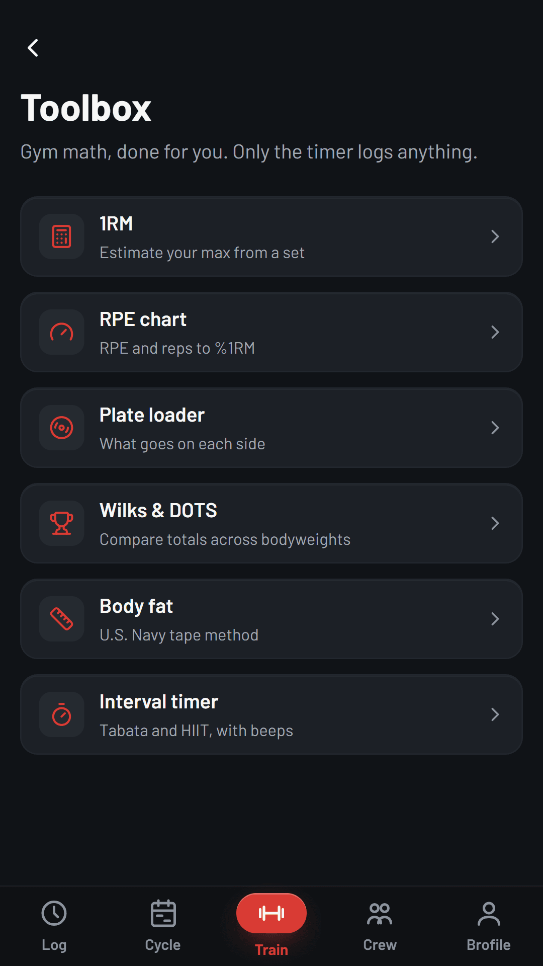 Toolbox: strength calculators.